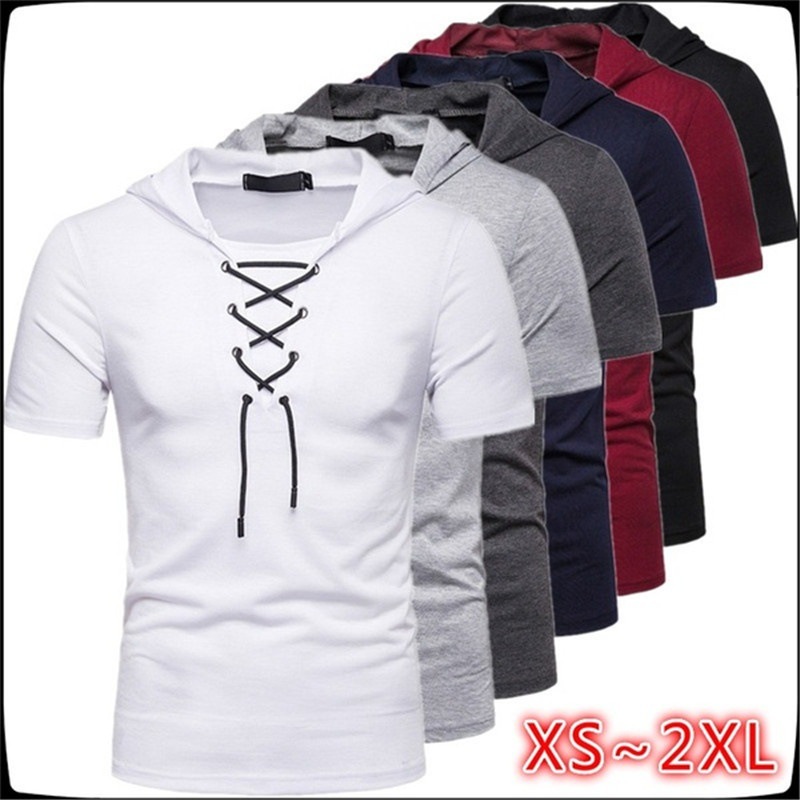Men's Summer Fashion Slim-fit Comfortable Hooded Short-sleeved Top Men's Personality Casual Fashion Hip-hop T