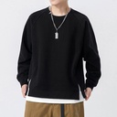 Kun Hai Peng Yun Men's Fashion Brand Heavy Round Neck Sweatshirt Men's Autumn and Winter Loose High Street Fake Two-piece Thickened Men's Long Sleeve