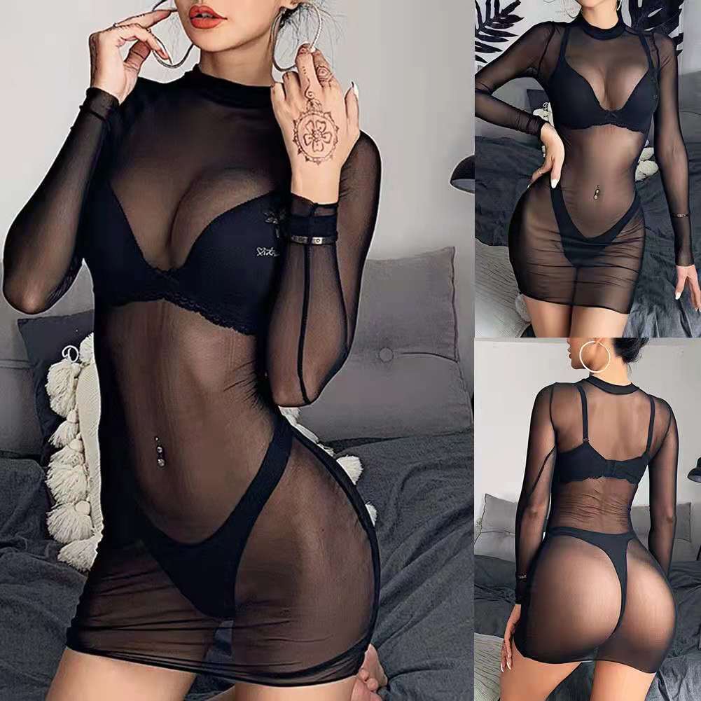 Sexy Mesh Pure Bikini Perspective Long Sleeve Beach Summer Party Party Night Shop Dating Extreme Temptation