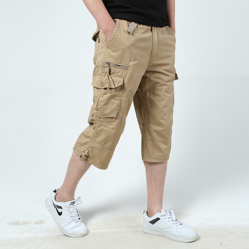 generation of summer men's shorts pants multi-pocket overalls outdoor cotton casual capri pants men