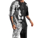 亚马逊跨境款 动物数码印花3D男士休闲沙滩裤 T恤衫短裤套装