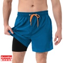 men's swimming trunks zipper pocket two-in-one beach pants men's anti-embarrassment quick-drying anti-splashing lined shorts