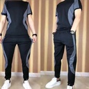 Cool two-piece soft men's classic casual sports suit summer cropped pants trendy stretch thin