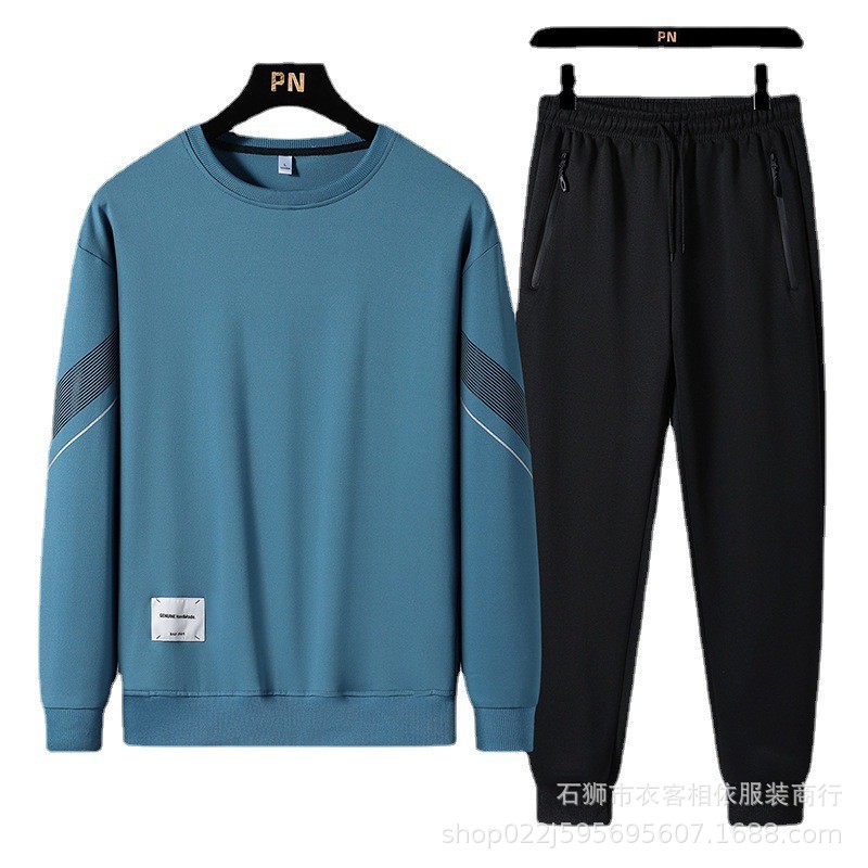 Casual Sweatshirt Suit Men's Spring and Autumn Crewneck Sweatshirt Sports Suit Trendy Sportswear Two-piece Large Size Sweatshirt Pants
