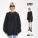 UNF Autumn and Winter 460g Heavy-weight Crewneck Knitwear Ripped Street Fashion Brand Casual Loose Sweater for Men and Women