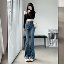 Micro-La Jeans Women's Spring and Autumn High Waist Slim-Fit Slimming Horn Pants Small High Street Ins Trendy