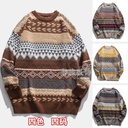 Women's Autumn Crewneck Pullover Sweater Women's Loose Retro Trendy Couple's Sweater Trendy