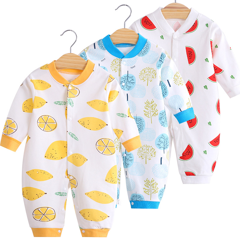 Combed Pure Cotton Printed Baby Jumpsuit Baby Long-sleeved Climbing Suit for borns Super Cute Haxi Baby Home Clothes