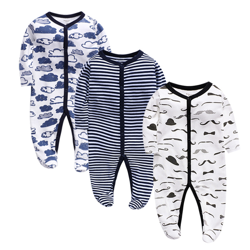 Factory baby jumpsuit foot-wrapped climbing suit born jumpsuit spring and summer pajamas baby clothes