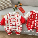 Year's greetings clothing baby 0-2 years old winter baby festive plus velvet jumpsuit for boys and girls baby Year clothes ML900