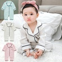 Baby Pajamas Baby Clothing Solid Color Home Baby Pajamas Crepe Long Sleeve Jumpsuit Baby Climbing Wear