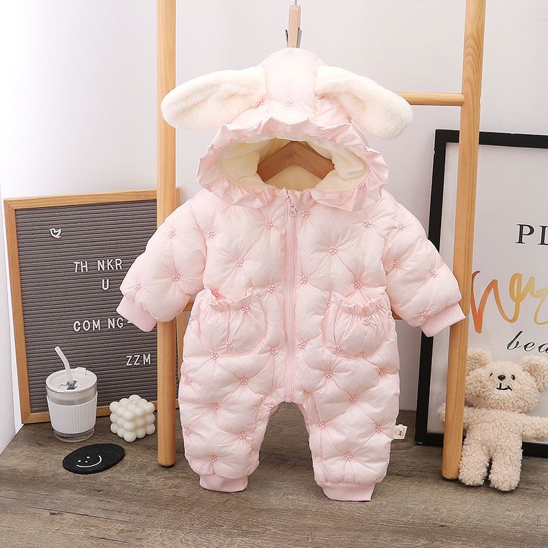 Winter Baby Cotton-padded Coat Jumpsuit Winter Wear Baby Girl Winter Thickened Crawling Clothes Baby Winter Outfit
