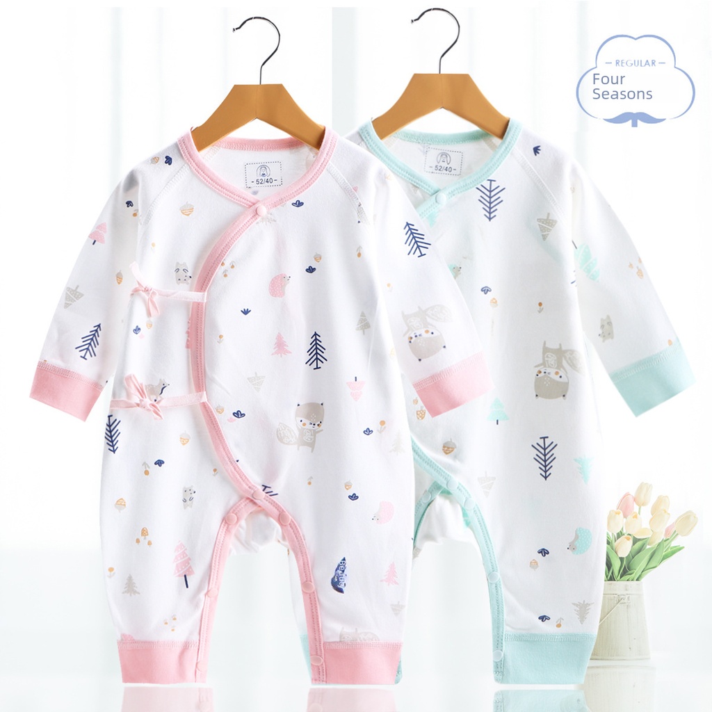 Spring and Autumn born Clothes Class A Baby jumpsuit Cotton Boneless Baby Base Clothes Long Sleeve Children's Climbing Clothes