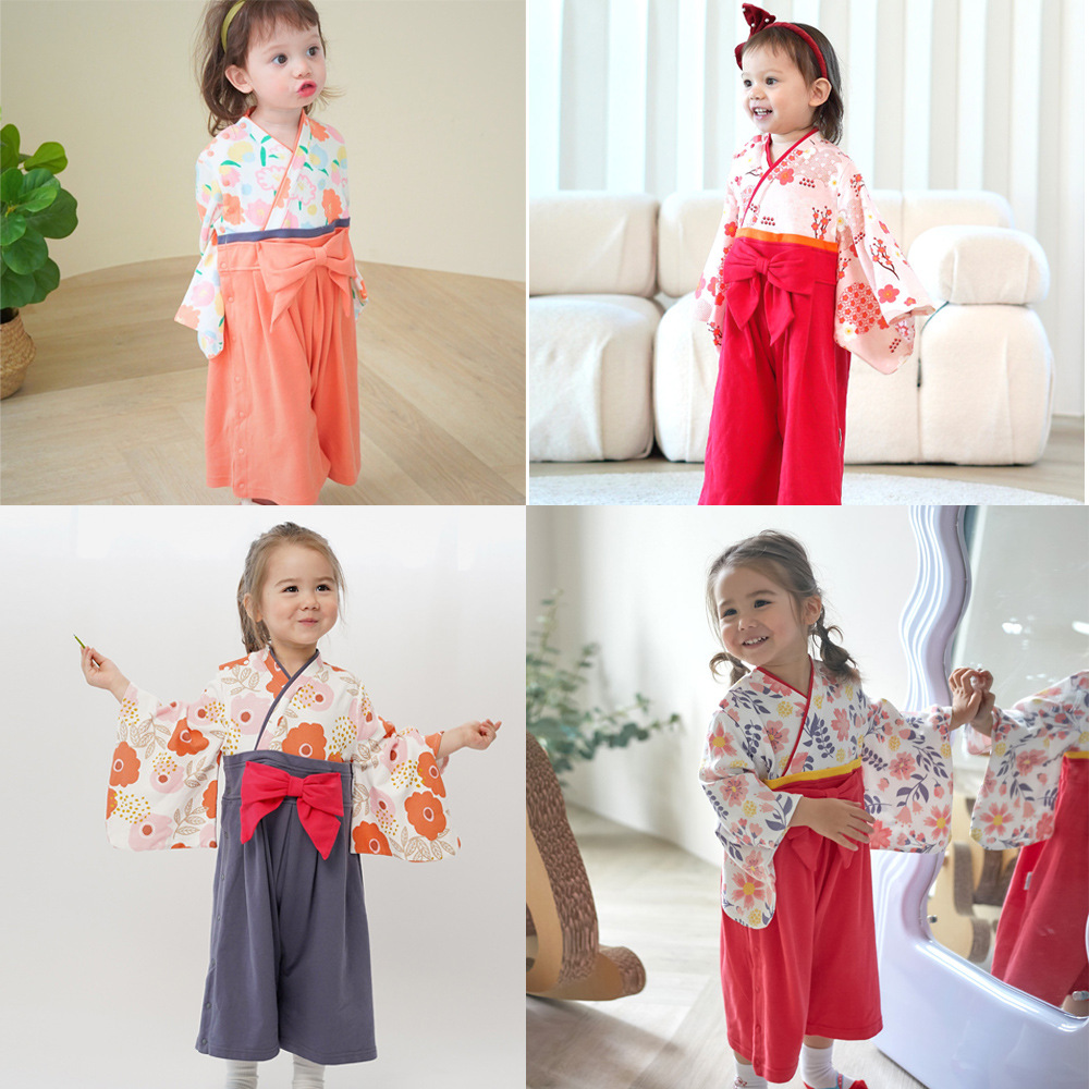 24 spring and autumn baby long sleeve jumpsuit climbing Japanese women's kimono kimono girls 37301