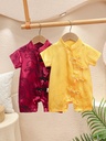Full moon baby clothes summer short sleeve 100 days one year old baby boy romper retro Chinese style hanfu jumpsuit