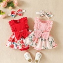 Europe and the United States summer baby children's suit pit lace stitching flowers full printed one-piece ha clothes in stock