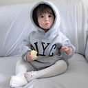 Autumn and Winter Baby Clothes Cute Alphabet Baby Hooded Clothes Cotton Fleece-Lined Thickened Bag Fat Clothes Jumpsuit