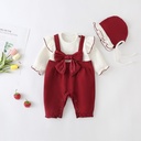 Autumn Baby jumpsuit Chinese Red Baby Hatshirt born Full Moon Climbing jumpsuit