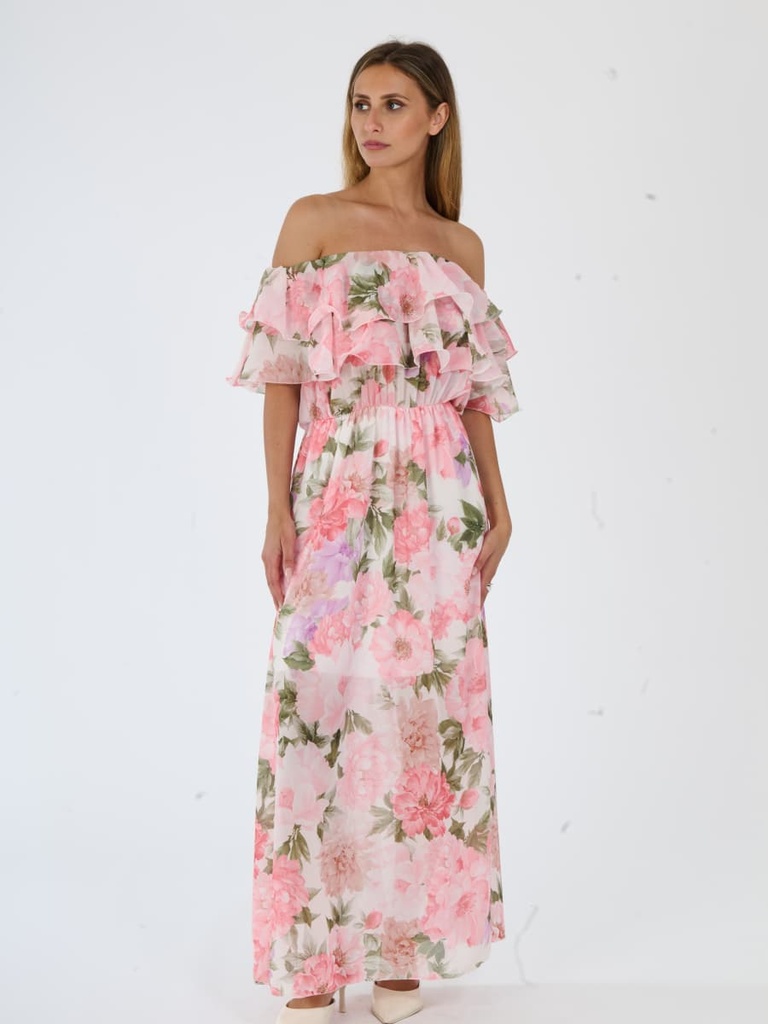 [5-21897286_5520] Occasion Dress — Multicolour (20167A) (Pink)