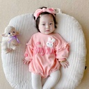 Korean version of children's clothing baby girl autumn and winter plus velvet bag fart clothes baby cute rabbit jumpsuit going out ha clothes pajamas