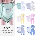 Baby 3-Piece Clothing suit Summer All Cotton Bag Fat Clothes Short-Sleeved Trousers Class A Hare Clothes for 0-1 Years Old Baby