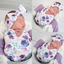 Printed Baby Wraps born Wraps Fetal Cap Hair Band Three-piece Printed Stretch Wraps Set