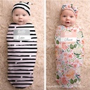 A50 elastic anti-startle baby sleeping bag hat set born wrap towel fetal cap anti-kick bag blanket