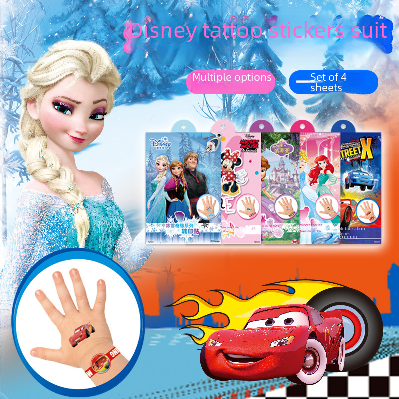 4 Genuine Frozen Princess Tattoo Stickers Children Cartoon Tattoo Stickers Dinosaur Transfer Stickers Waterproof