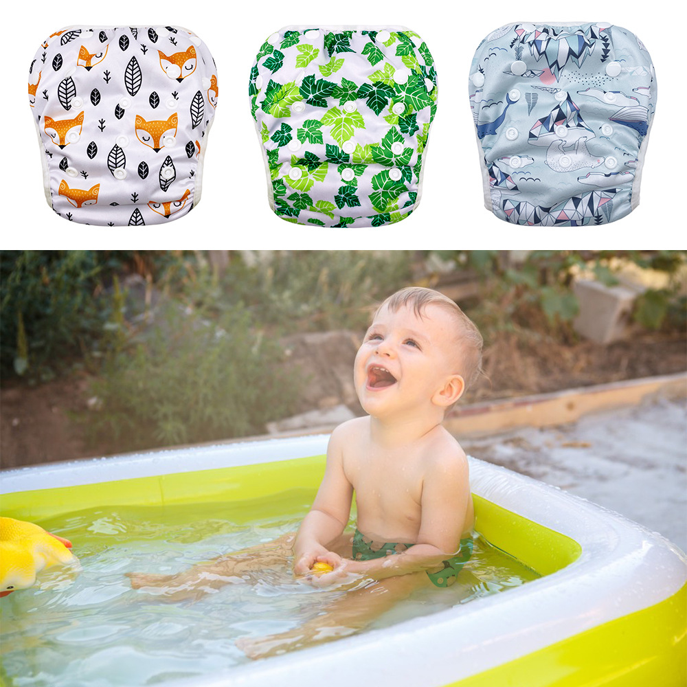 Goodbum baby swimming trunks swimming pool special adjustable breathable cloth diaper printing spot