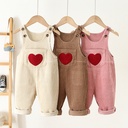 Children's Wear Children's Strapping Pants Korean Style Boys and Girls Corduroy Strapping Pants Love Embroidered Pants