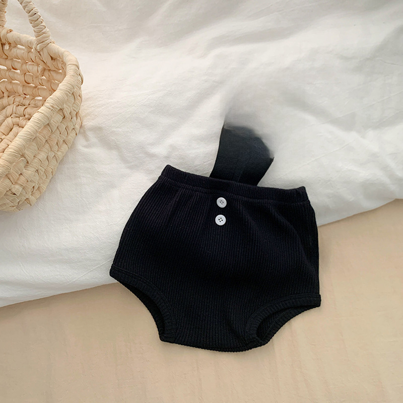 INS style infant black suspender bag fart shorts male and female baby South Korea same style versatile Western style high waist pants