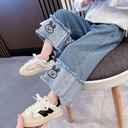 Spring Girls' Pants Stylisch Outfit Girls' Baby Fried Street Spring and Autumn Children's Jeans Wide Leg Pants