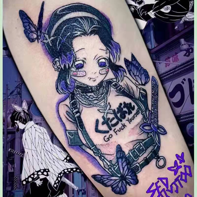 Diablo Tattoo Sticker Women's Waterproof Lasting Violence Lori ins Cute Cartoon Flower Arm Non-Reflective Anti-Han