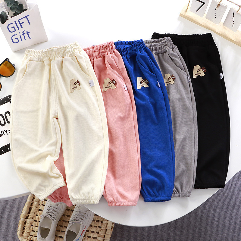 Spring and Autumn Children's Pants Boys and Girls Casual Pants Large Children's Korean-style Ankle-tied Pants Baby's Korean-style Spring and Autumn Pants