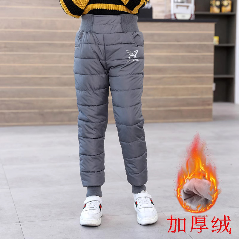 Winter children's down cotton pants boys and girls with velvet thickened children warm pants manufacturers