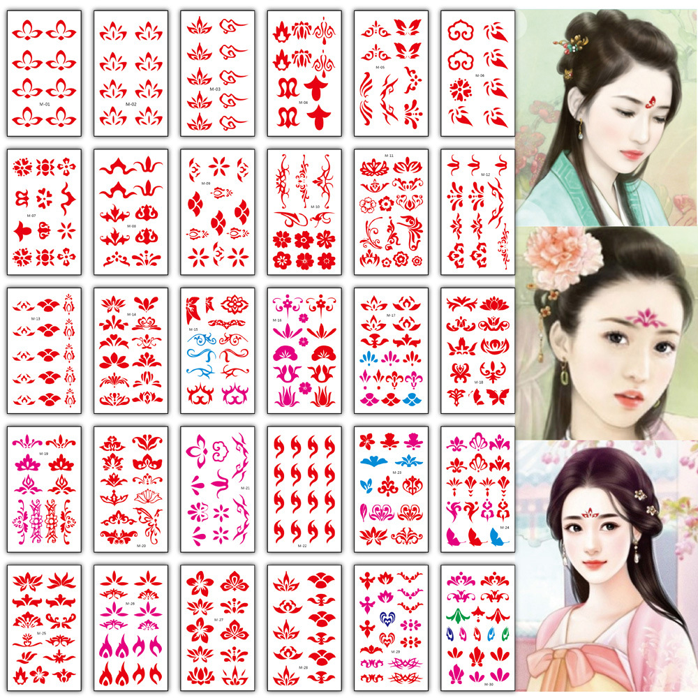 A set of 30 tattoo stickers a variety of packages can choose eyebrow stickers ancient costume flower English photography ancient costume photo