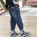 Boys' Jeans Spring and Autumn Western Style Children's Pants Korean Style Autumn and Winter Integrated Velvet Boys Casual Trousers