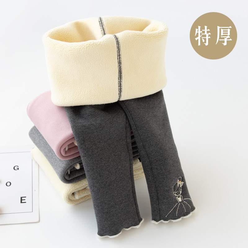 Deep Winter Thick Children's Warm Pants Cute Velvet Thickened Girls' Pants for Winter Children Leggings