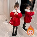 Zhongda Girls Girls Cotton Coat Coat Western Style Mid-length Year Clothes Fleece Cotton-padded Coat Down Cotton-padded Coat