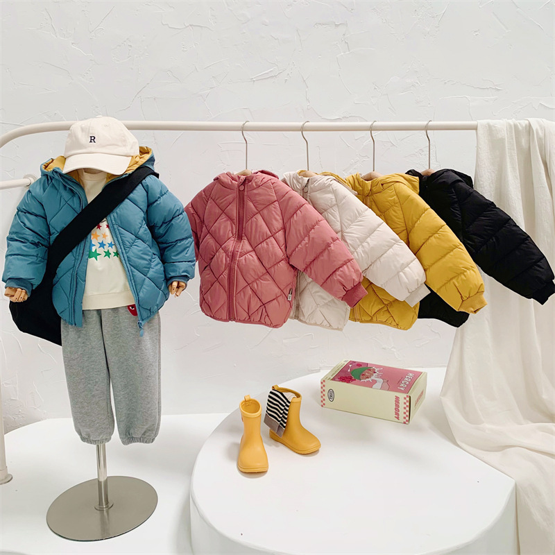 autumn and winter children's down cotton-padded jacket boys and girls Baby Children's cotton-padded plus velvet warm cotton coat