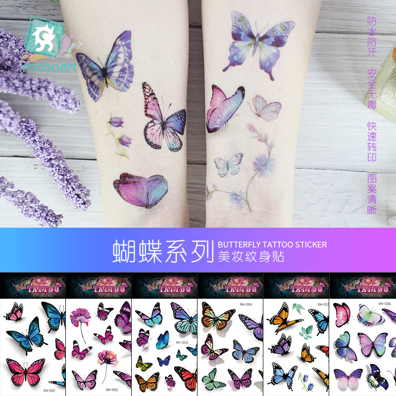 New Waterproof 3d Butterfly tattoo Color Makeup Cute tattoo Sticker Fashion tattoo Wholesale
