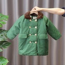 Children's military coat cotton and thickening warm mid-length Winter clothes boys' retro coat Net red cotton-padded coat fleece-lined