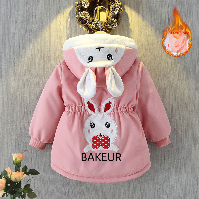 Girls' Winter Wear Thickened Coat Children's Cotton-padded Coat Fashionable Pike Clothing Western Style Baby Girl's Fleece-lined Top Winter Cotton-padded Coat