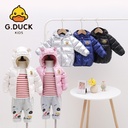 Little Yellow Duck Children's Thickened Wash-Free Brightening Outer Wear Boys and Girls Down Cotton-Padded Jacket Warm Hooded Coat Autumn and Winter Top