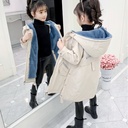女童秋冬装2024新款韩版童装加绒外套中大童儿童中长款派克服棉服