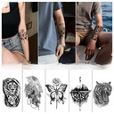 tattoo stickers men's fashion personality half arm tattoo wolf tiger lion black and white stickers flower arm