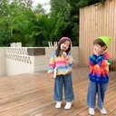 Children's sweater spring boys' and girls' Korean-style rainbow striped sweater pullover children's loose top