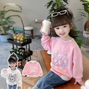 Girls' Sweatshirt Spring Korean Children's Cartoon Fake Two-piece Top Baby's Western Style Spring and Autumn Clothes