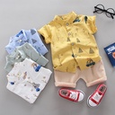 Boys' Summer Suit Clothes 0-1-3 Years Old Cartoon Cute Children's Western Style 2 Summer Short-sleeved Shirt Two-piece Set