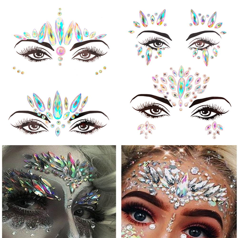 Face Sticker DIY Acrylic Diamond Sticker Halloween Diamond Sticker Eyebrow Face Sticker Star Party Makeup